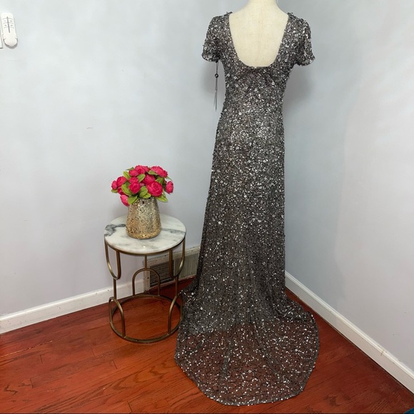 # Adrianna Papell Sequined & Embellished Scoop Back Long Dress - Picture 11 of 17